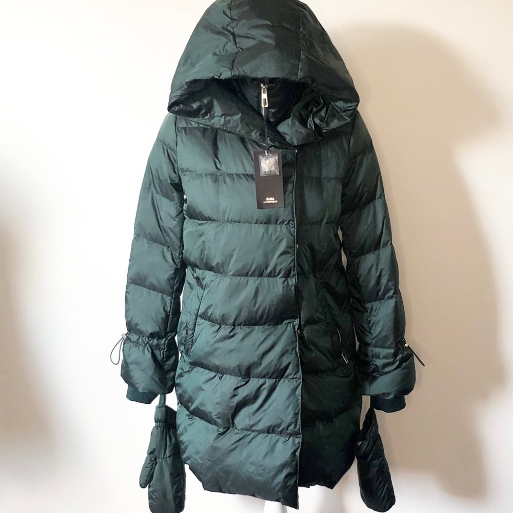 ZARA GREEN DOWN WINTER COAT